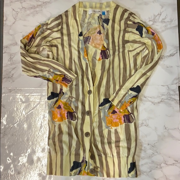 ANTHROPOLOGIE SPARROW Floral Striped Cardigan - Picture 2 of 5